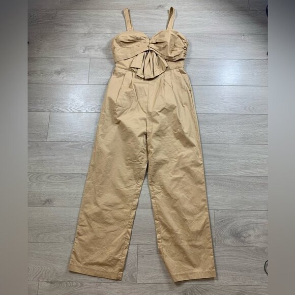 Endless Rose Ruched Detail Tan Jumpsuit - Picture 4 of 15